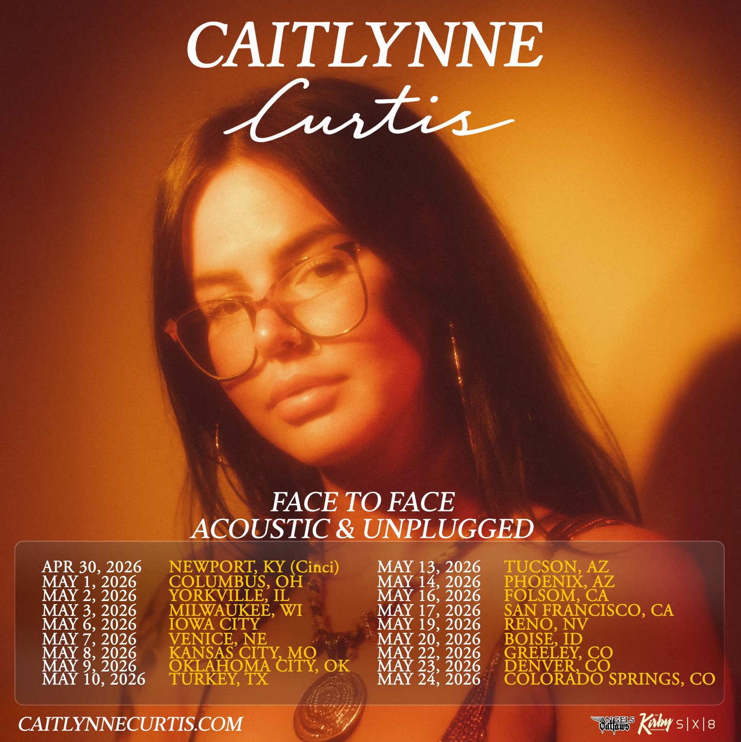 Caitlynne Curtis Face to Face Acoustic Unplugged Tour Poster 2026